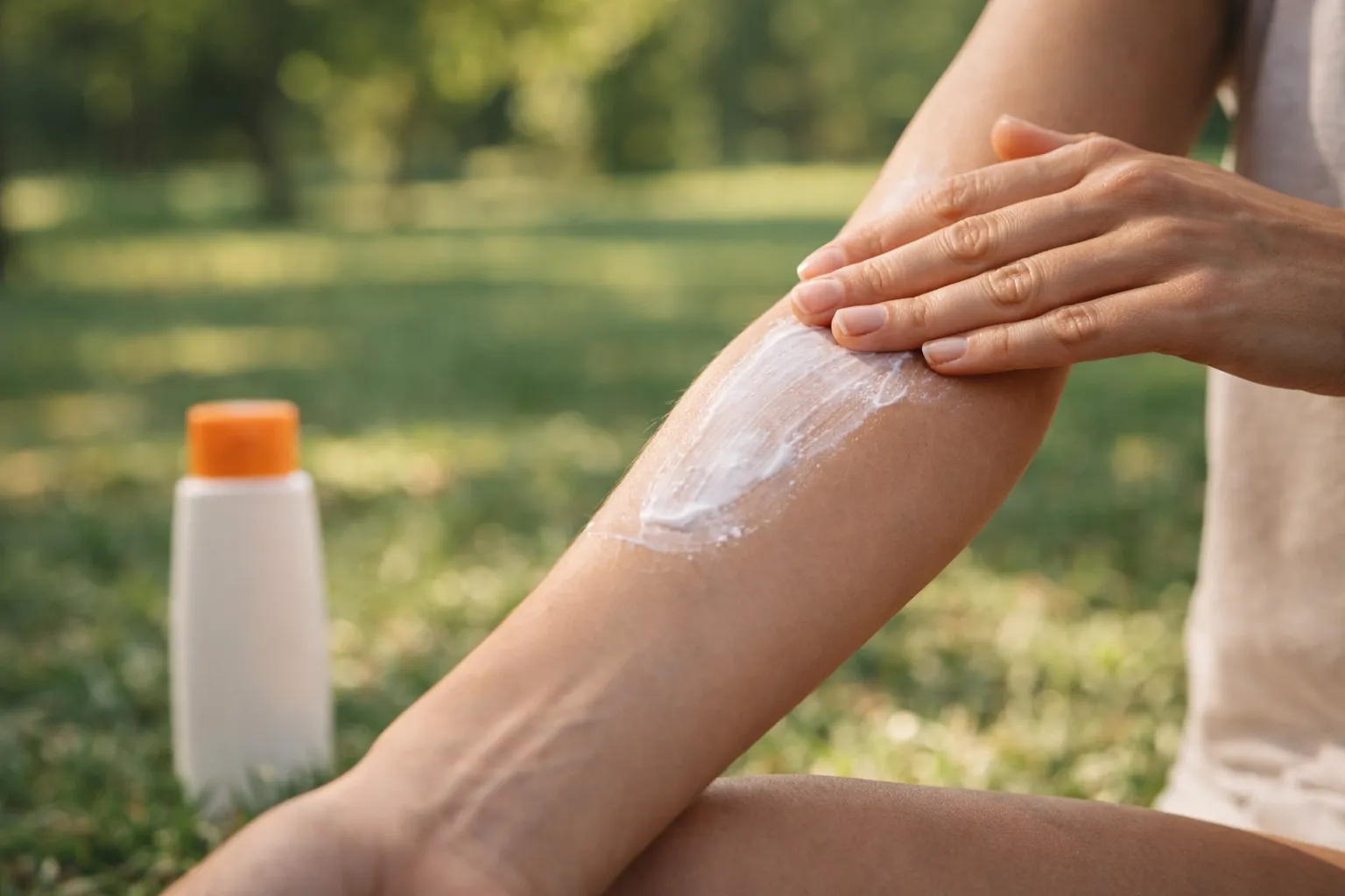 Sonnenschutzcreme wird aufgetragen — UV-Schutz für die Haut